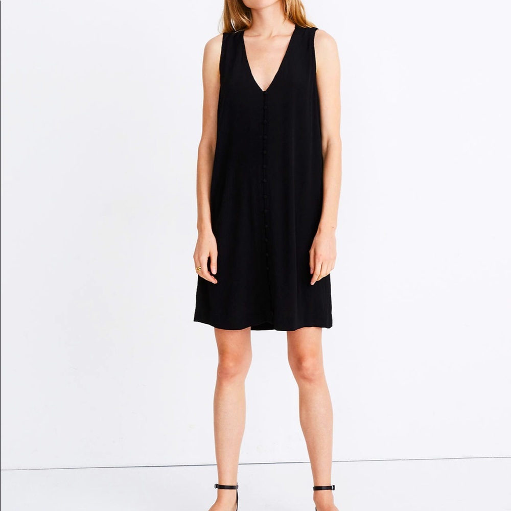 Madewell women’s tank dress with sleek covered buttons down the front